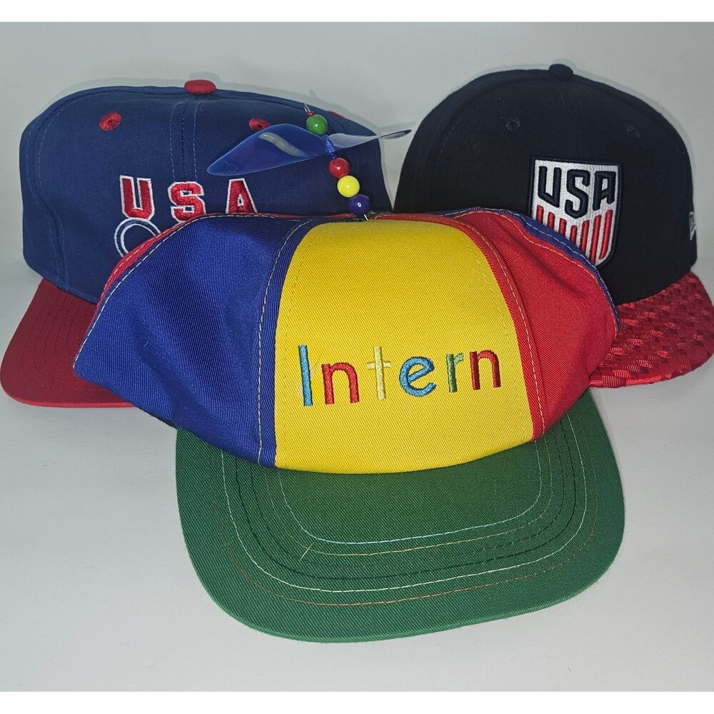 Lot of 3 USA Olympics Snapback USMNT New Era 59Fifty Hat Sz 7 Cap Google Intern